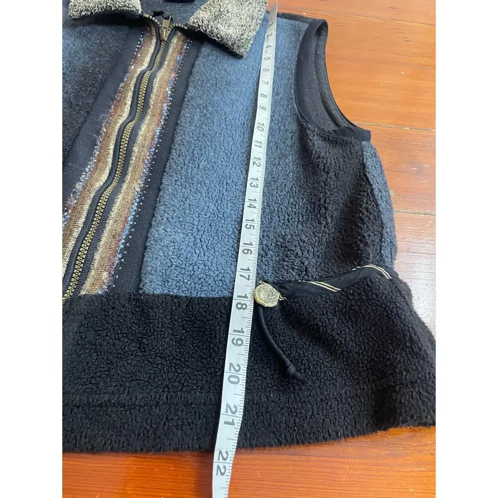 Vintage K.d. Spring Small Mixed Media Fleece Vest Wearable Art USA